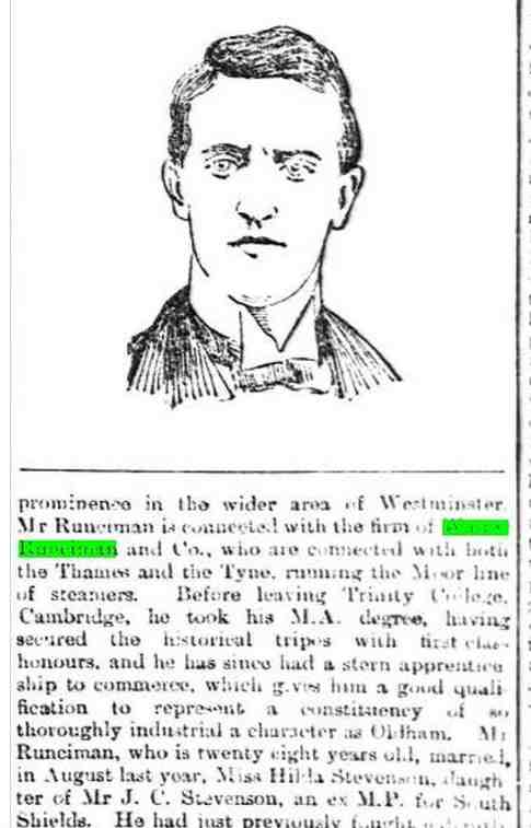Runciman(e) The North-Eastern Daily Gazette (Middlesbrough, England), Friday, July 07, 1899.