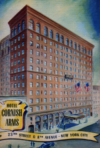A postcard of The Cornish Arms Hotel in New York-frequently advertised in The Cornishman