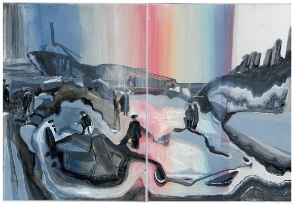 Lifesavers oil and Cornish china clay on two aluminium panels 60x40cm 2015 