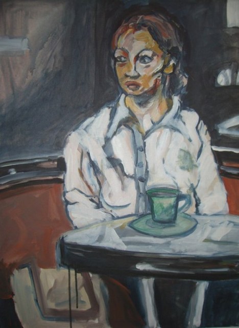 Beim Kaffee - 50 x 70 cm - Acryl auf Leinwand - April 2007 (c) Susanne Haun