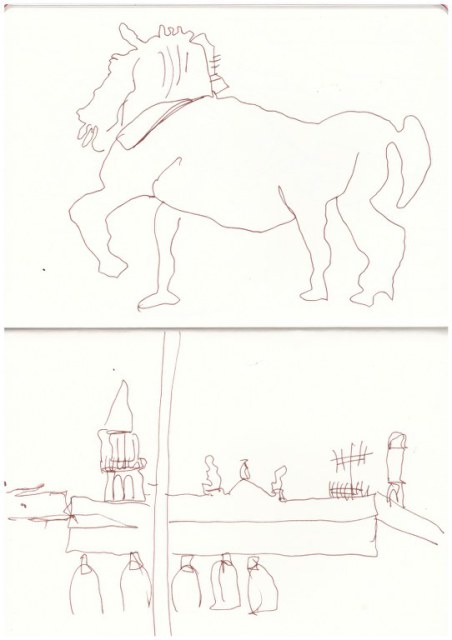 Venedig von der Terasse von San Marko (c) Zeichnung von Susanne Haun