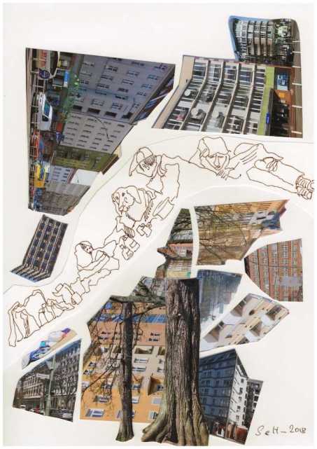 Obdachlos in der Stadt - 20 x 30 cm - Collage von Susanne Haun (c) VG Bild Kunst, Bonn 2018