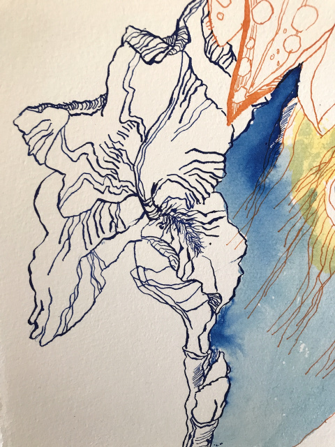 Detail aus meinen Gedanken, 76 x 56 cm, Tusche auf Hahnemuehle Leonardo Büttenpapier, Zeichnung von Susanne Haun (c) VG Bild-Kunst, Bonn 2020