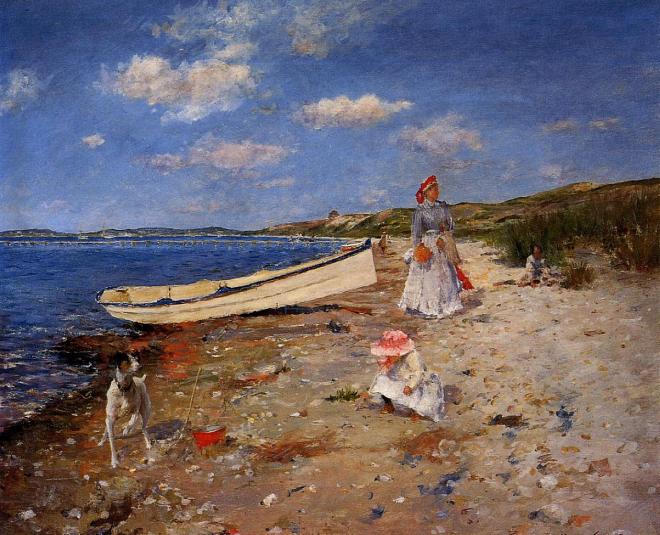 William Merritt Chase, A Sunny Day at Shinnecock Bay (1892), oil on canvas, 46.99 x 60.33 cm, Private collection. WikiArt.